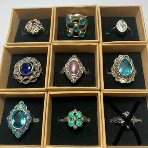 Solid sterling silver opal and garnet rings size 6